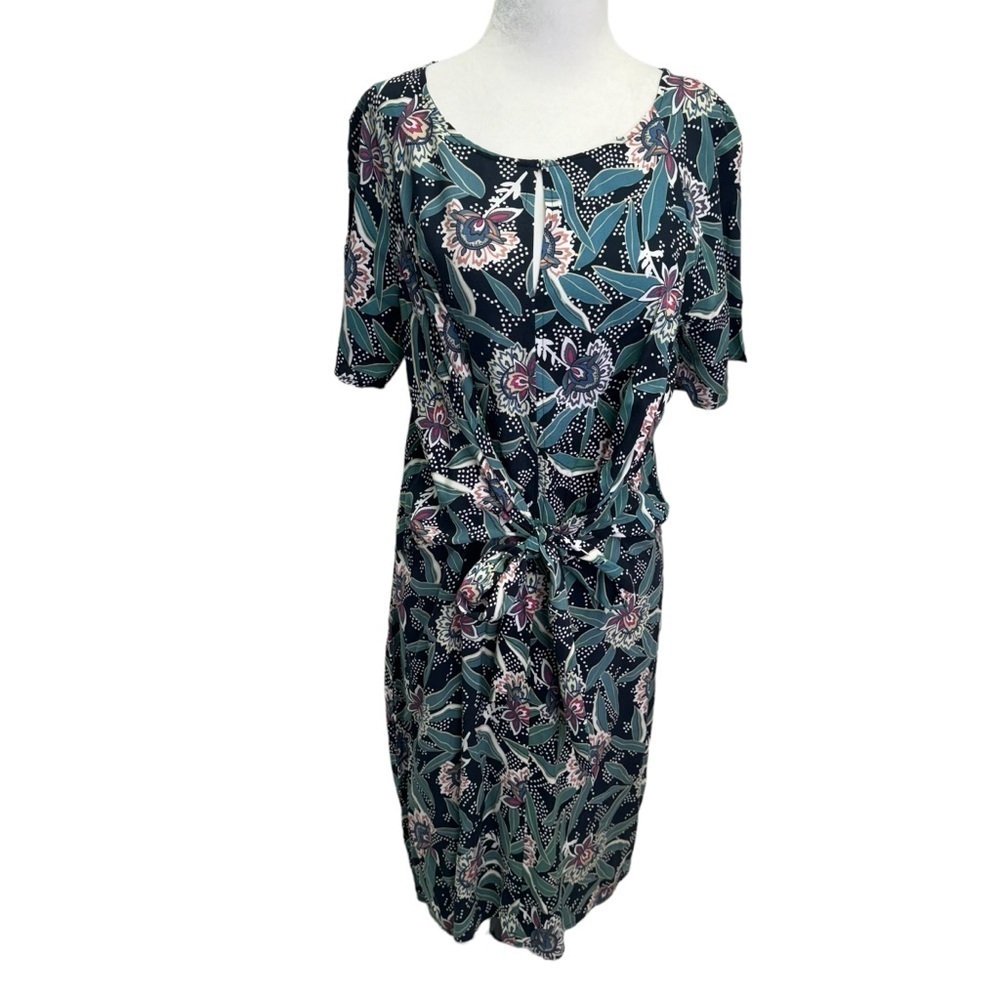 NWT Fransa Black Short Sleeve Shift Dress Front Tie Size S